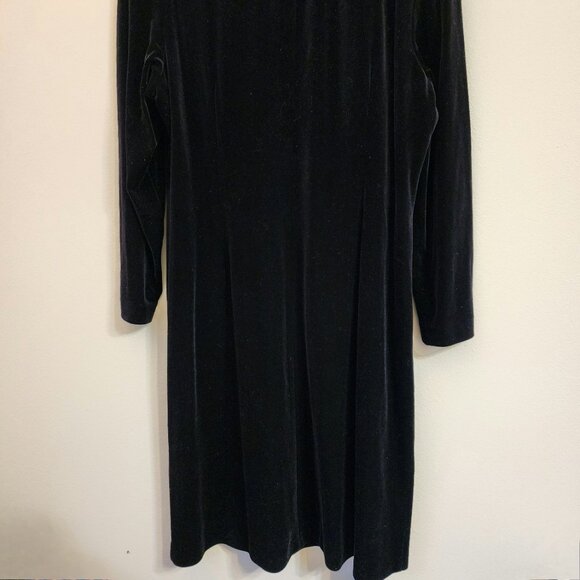Vtg Donna Ricco Black Velvet Sparkly Midi Dress Sz 24 VNeck Long Slv Wimsigoth - Picture 13 of 15